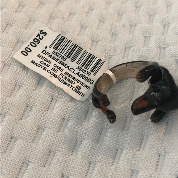 Dachshund Hug Ring in Sterling Silver and Enamel - Picture 4 of 4